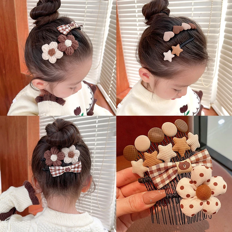 秋冬花朵发梳插梳儿童发夹碎发女童宝宝刘海梳整理碎发卡头饰