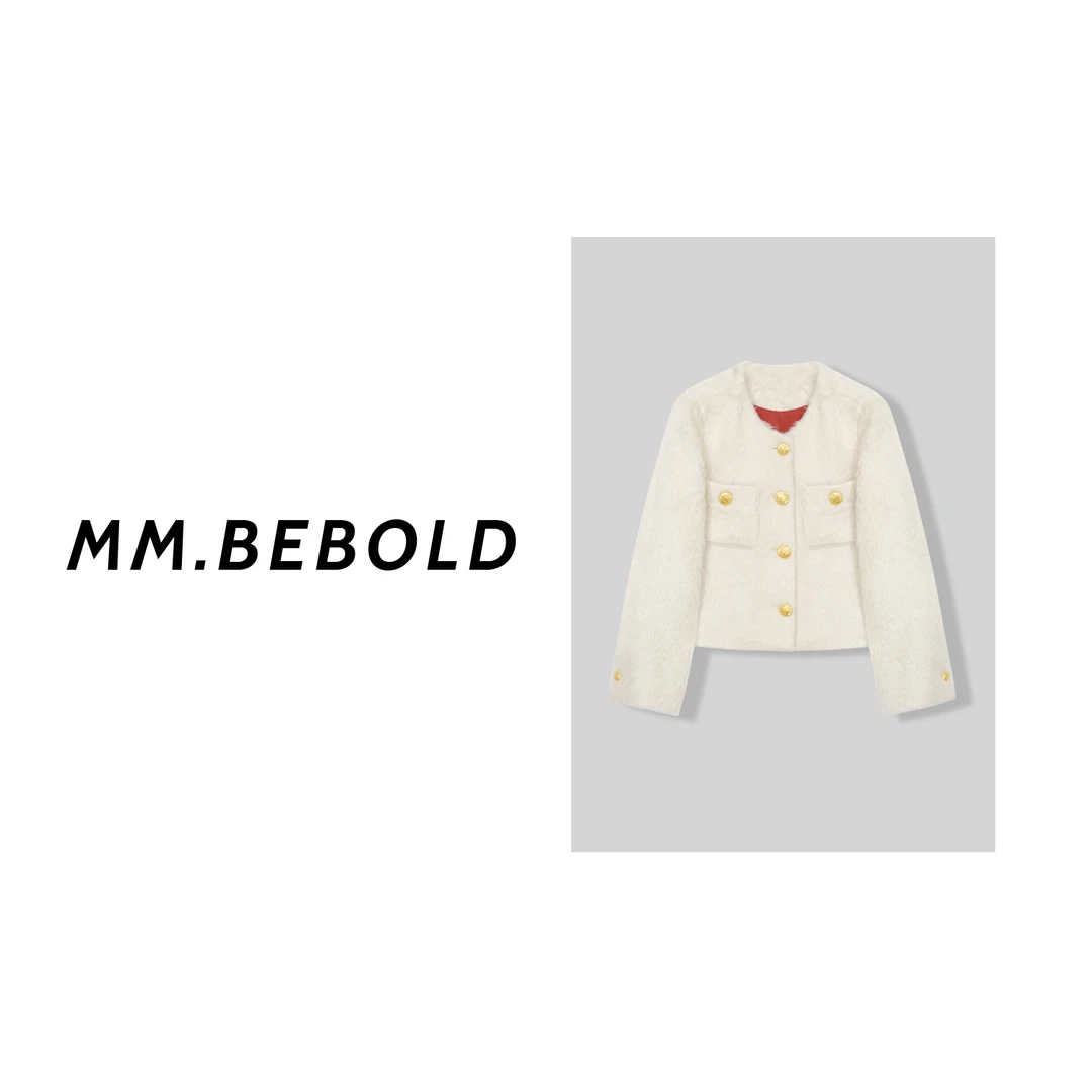 【妙姐精选】深圳高端欧货短款金扣毛毛外套MQJ1175