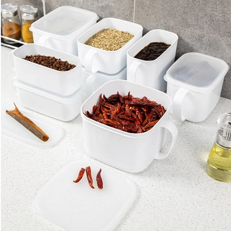 日本进口大料八角桂皮味增收纳盒带手柄备菜食物密封盒调料储物罐