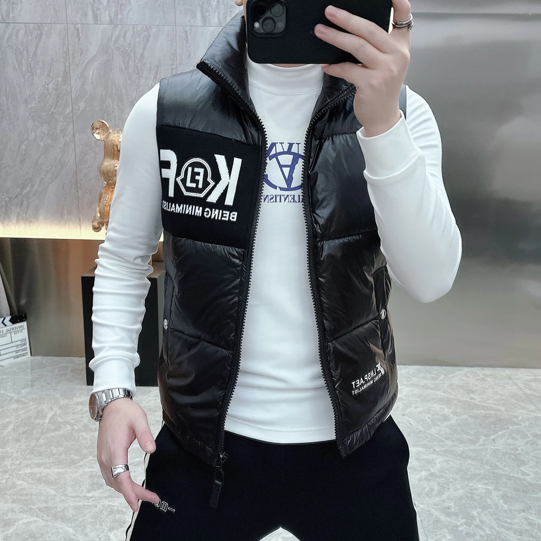 冰希设计款.欧货潮牌男士立领羽绒马甲潮流百搭企鹅2023秋冬新款