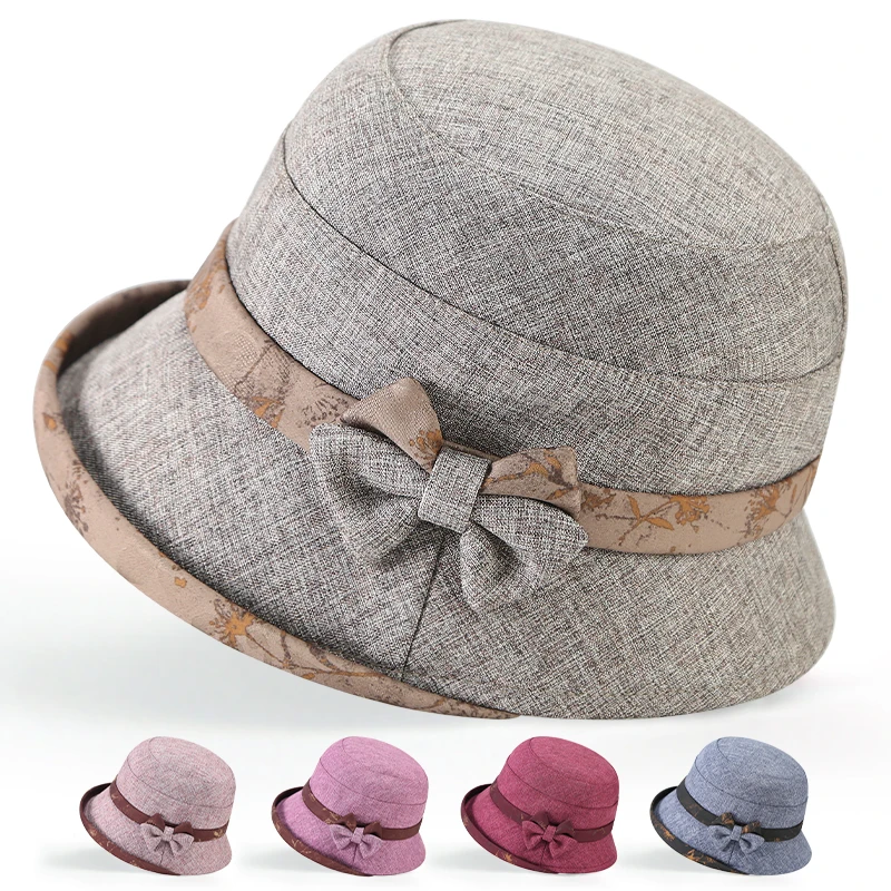 中老年人帽子女春秋天妈妈薄款盆帽奶奶渔夫帽遮阳帽老人休闲布帽