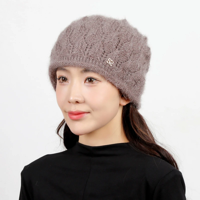 秋冬季女针织帽中老年帽子妈妈婆婆洋气冬天加厚护耳保暖帽弹力大