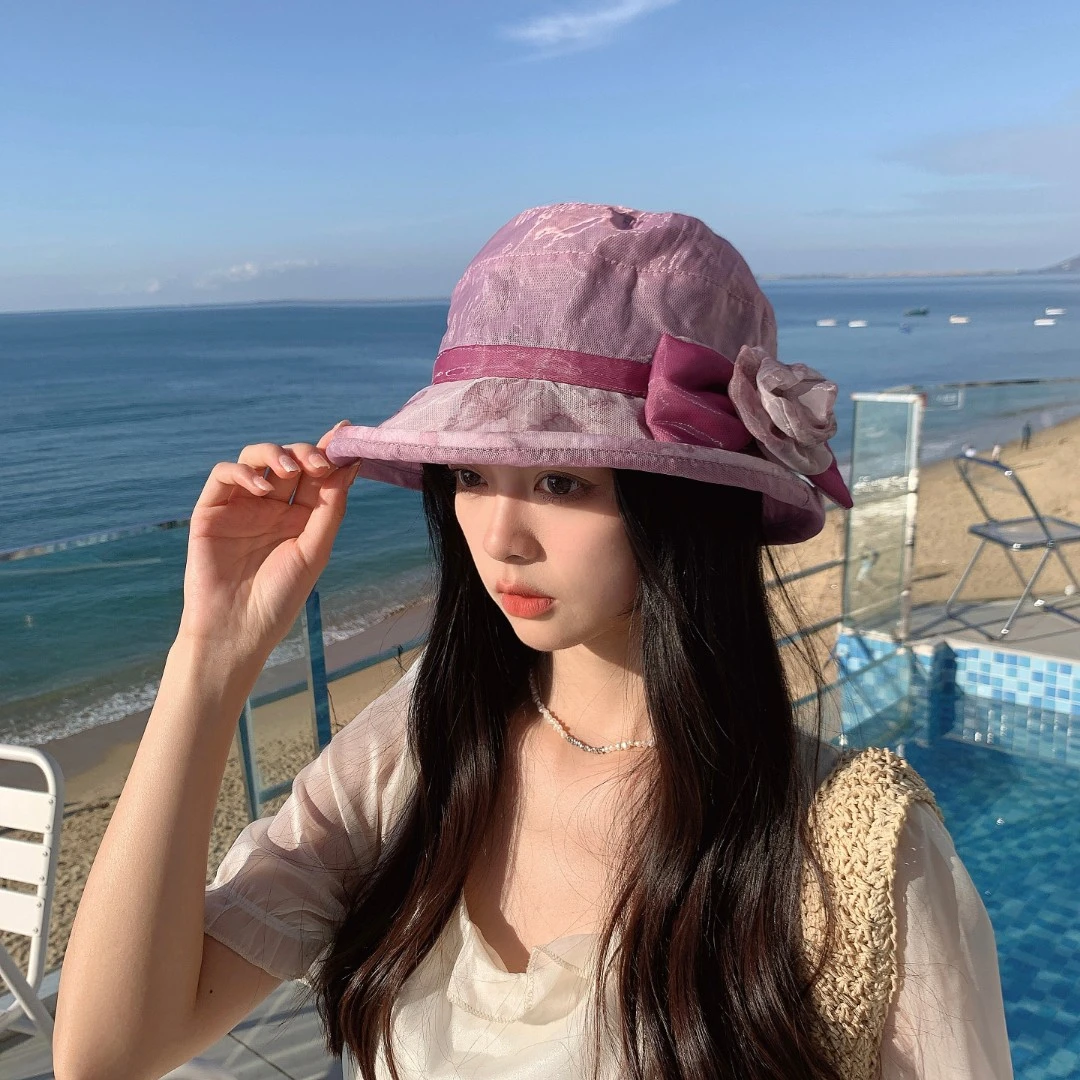 春夏季女士薄款凉帽防晒遮阳帽时尚百搭透气渔夫帽盆帽太阳帽凉帽