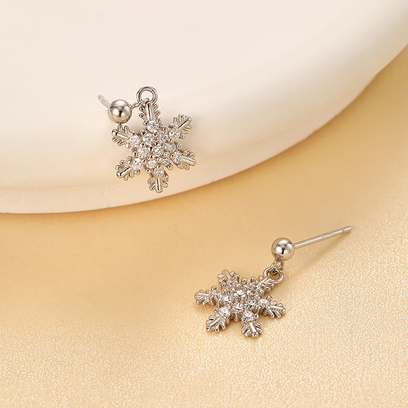 925银耳饰 甜美精致圣诞节雪花耳环女气质小众秋冬氛围感饰品礼物