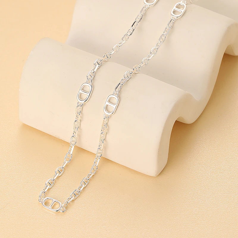 链子925银 猪鼻子项链法式简约素链小众精致高级感女神锁骨链礼物