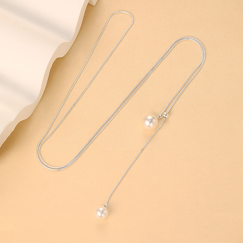 链子925银 可调节抽拉毛衣蛇骨链女气质冷淡风秋冬高级感穿搭饰品