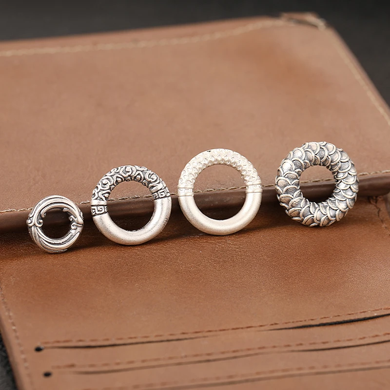 足银银制品 s999祥云凤圈龙鳞环 纯银国风闭口圆环diy编绳配饰