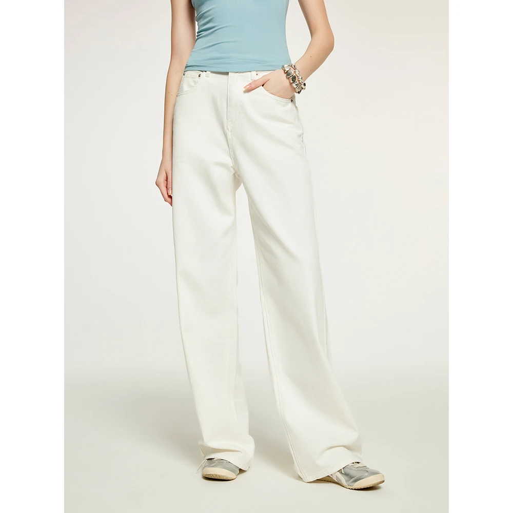 PINPINPLUS百搭宽松高腰直筒牛仔裤原牛牛仔裤8B33151AYP