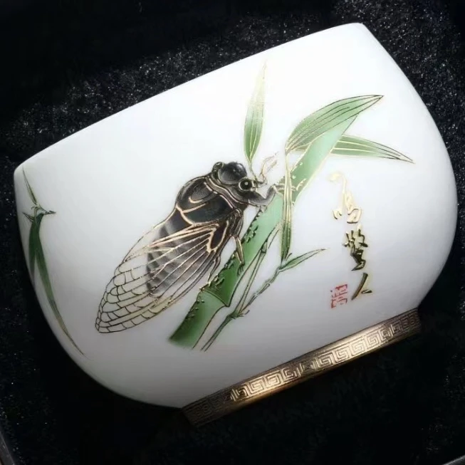 德化大师手作陶瓷羊脂玉瓷《一鸣惊人》主人杯茶杯