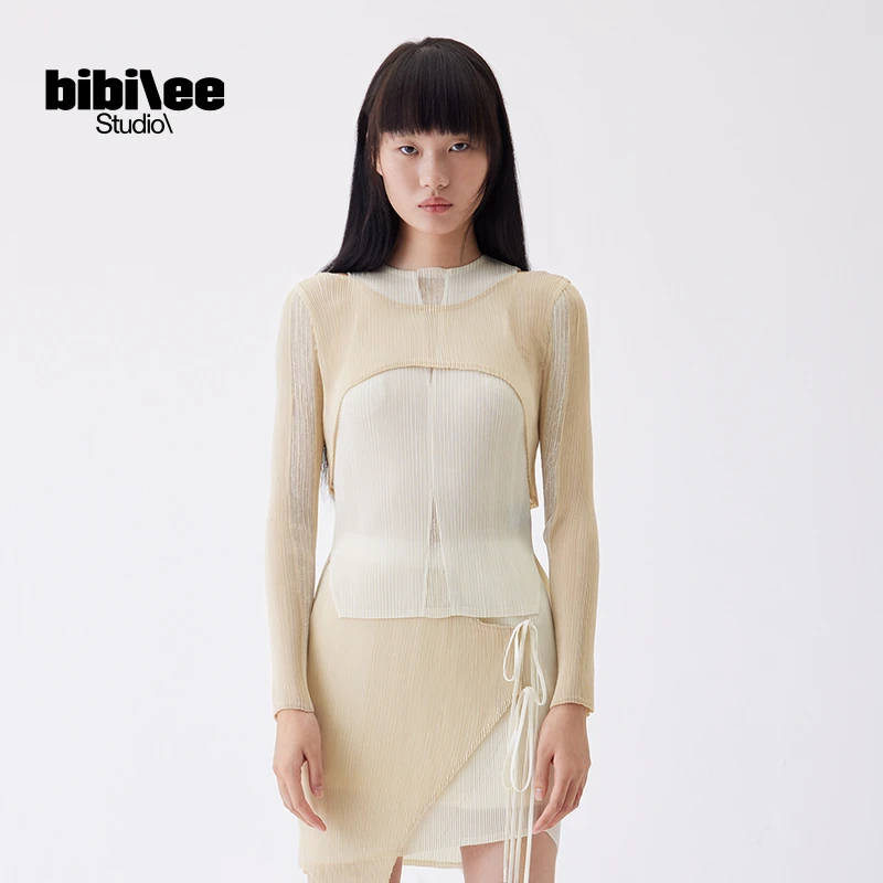 【BIBILEE STUDIO设计师品牌】24SS时尚氛围撞色开衩高领上衣BBL293