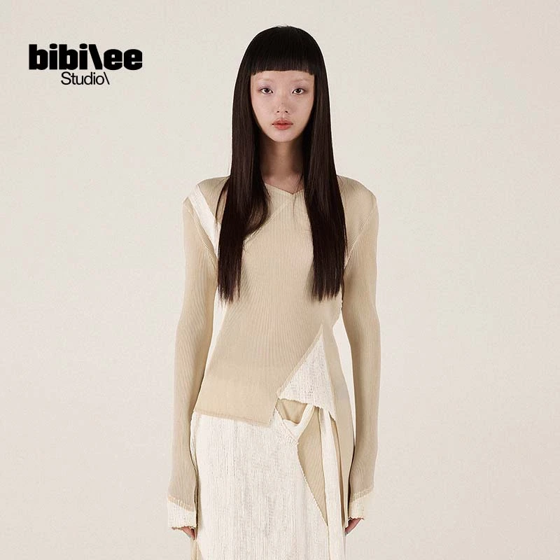 BIBILEESTUDIO【孙乐言同款】24秋冬羽织花不规则设计上衣BBL423