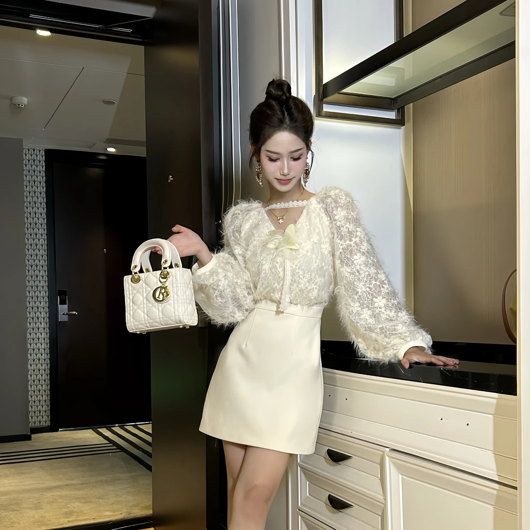 【时时原创】时尚名媛气质温柔修身显瘦设计感秋冬轻奢连衣裙21454