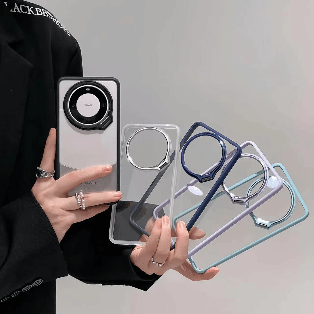 适用华为mate60pro手机壳新款mateX5隐形镜头支架高透防摔保护壳