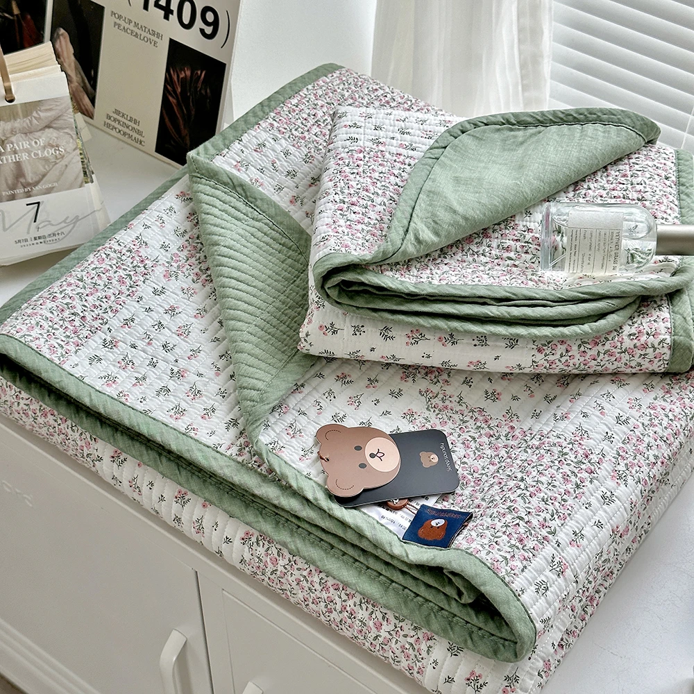 ins风韩国原单双面全棉纯棉床盖三件套四季通用舒适大尺寸床盖