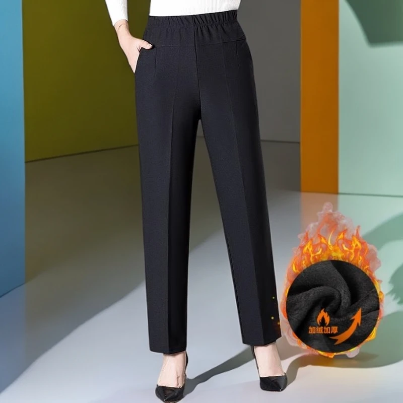 中老年妈妈加绒80岁格子棉裤深裆洋气气质女装老婆婆奶奶裤加厚