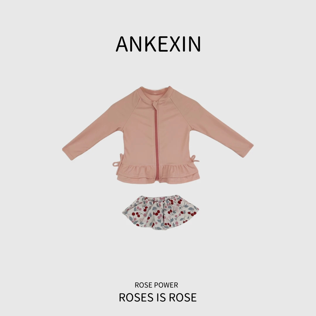 安可馨     夏季女童粉色泳衣两件套     41553