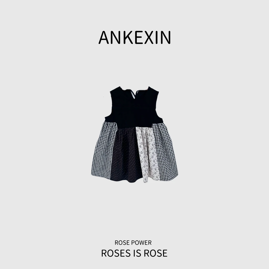 安可馨     秋款女童黑色连衣裙     24591