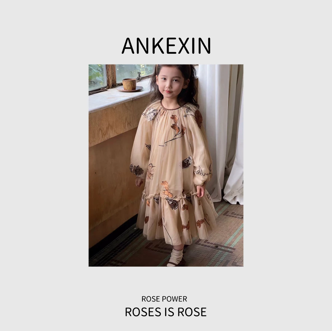 逸朵美芽COMING ONES 设计师系列春款女童卡其色连衣裙 5525 2手