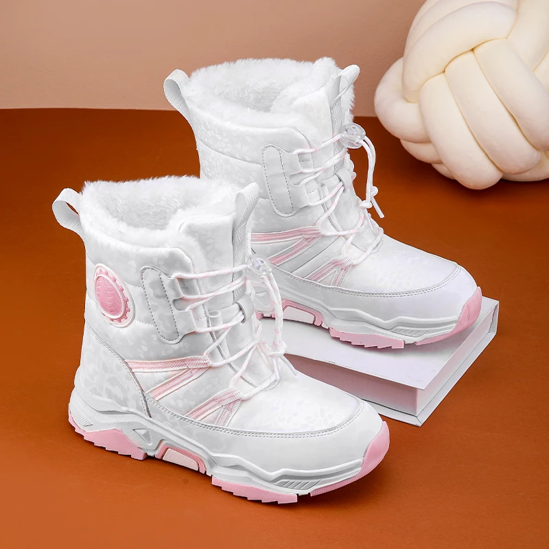 ABC BEES童鞋儿童雪地靴男女童中筒加绒加厚2024新款冬季防滑棉靴