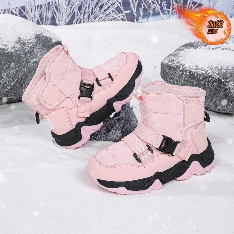 ABC BEES儿童雪地靴冬季新款加绒保暖男童靴子防水防滑女童大棉鞋