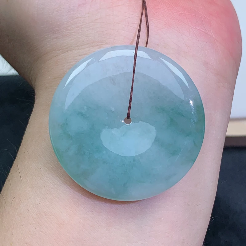 缅甸天然A货翡翠平安扣吊坠