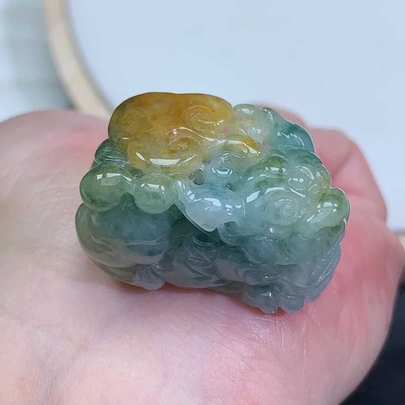 缅甸天然A货翡翠黄翡貔貅吊坠