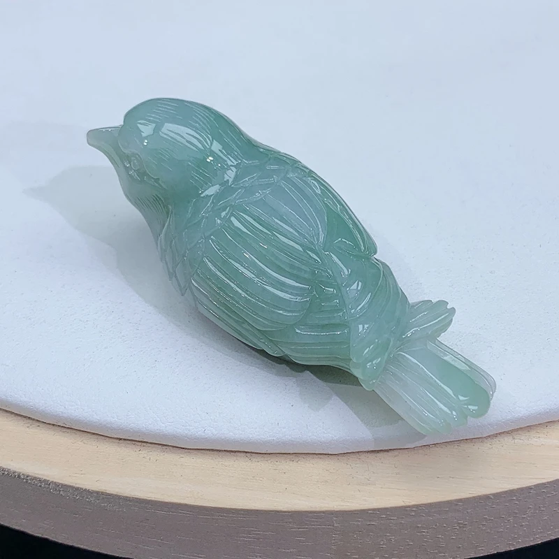 水润 精雕 立体 鸟 小摆件 62.61g 正品缅甸天然A货翡翠玉石