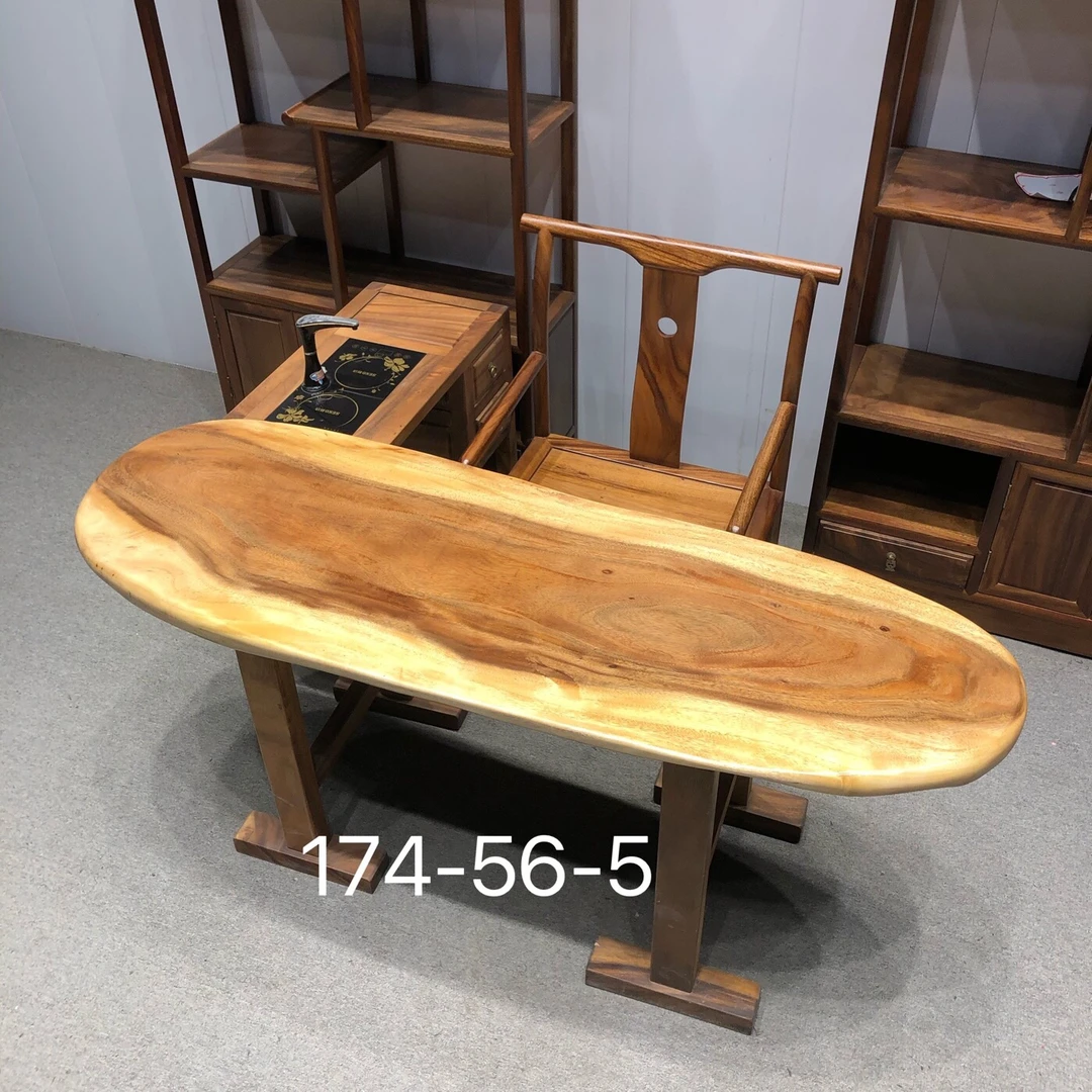 胡桃木实木大板桌174-56-5茶桌书桌新中式办公桌画案原木