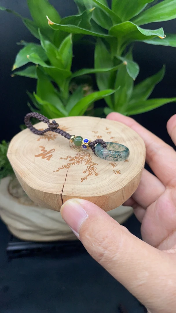 车钥匙扣纯天然水草玛瑙小扣