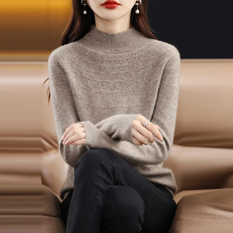 ZHANGLIXI 海底星河羊绒衫上衣百搭女士宽松休闲秋冬羊绒衫2202