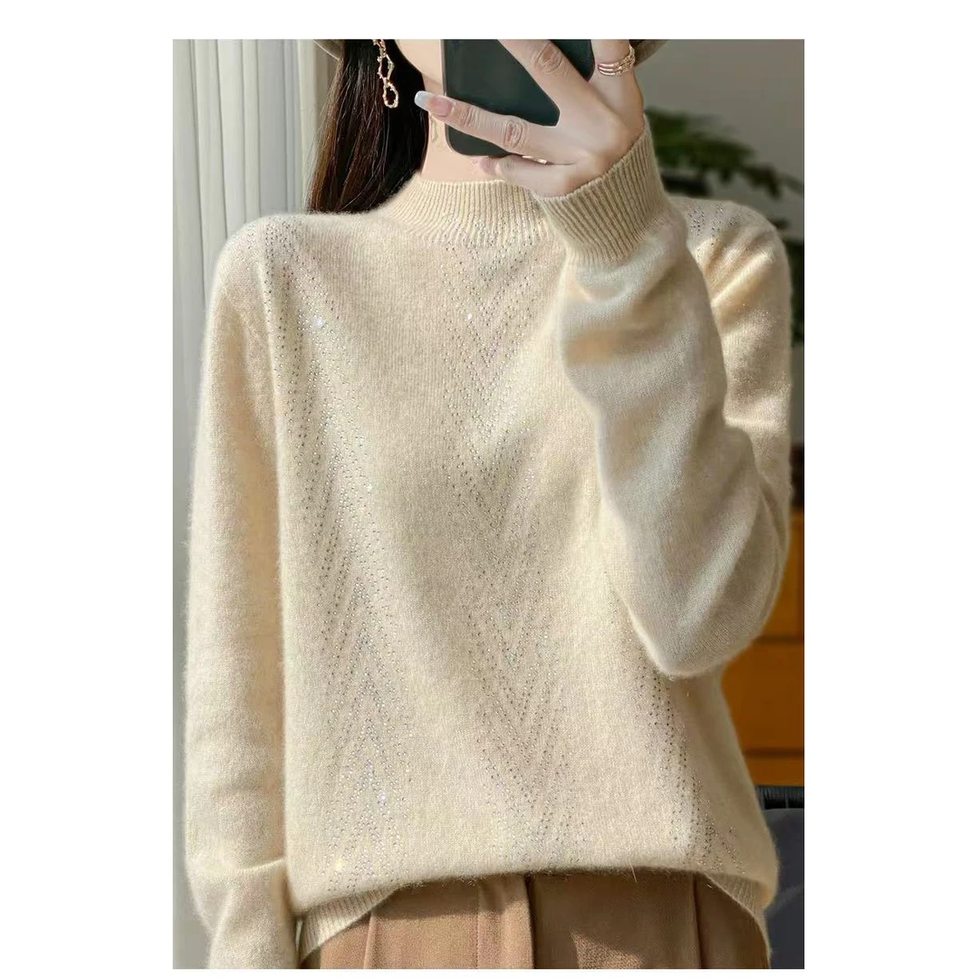 ZHANGLIXI秋冬女士长袖保暖时尚百搭新款纯羊毛衫YM-QHDMR-408