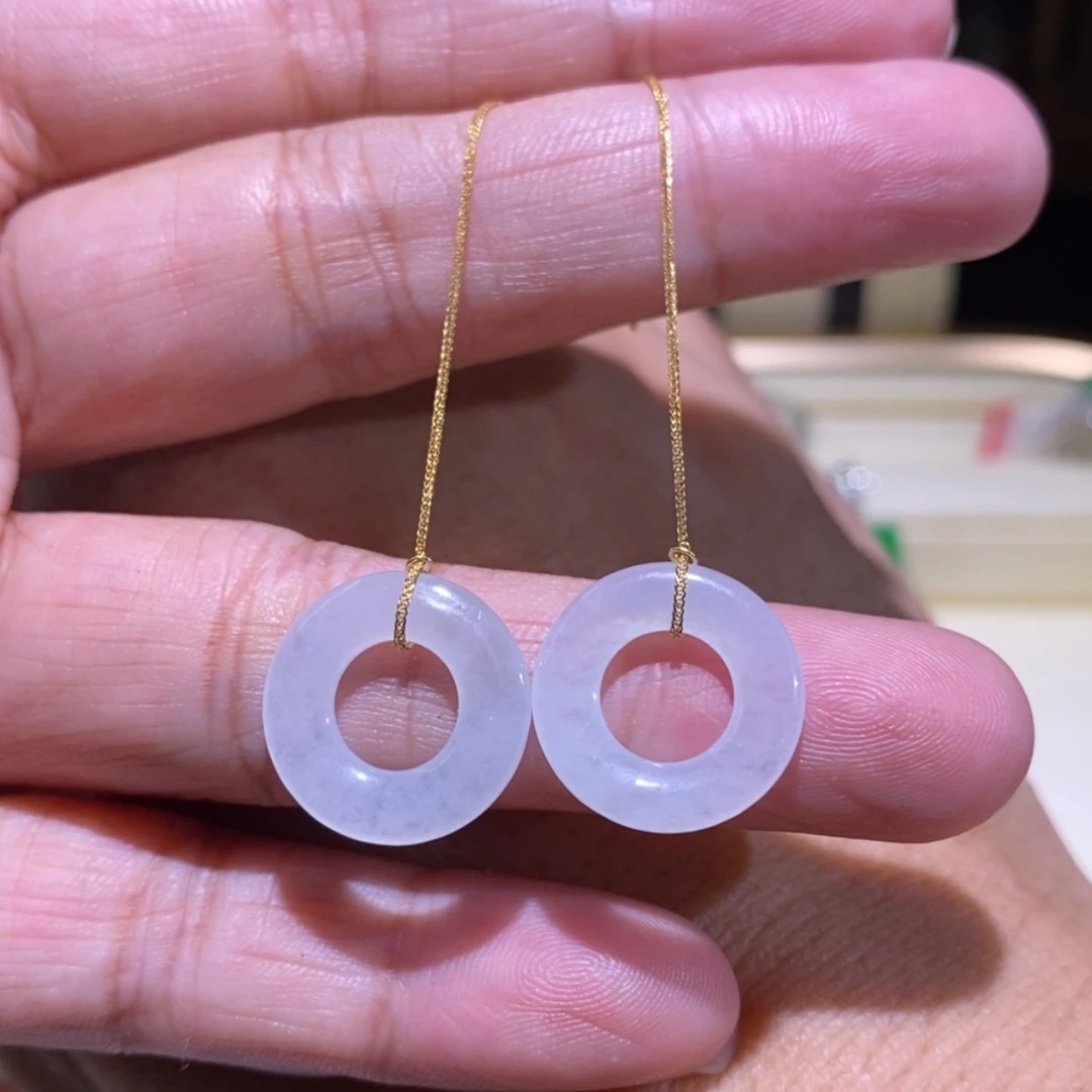 【闪购商品】翡翠耳饰18K金镶嵌耳线