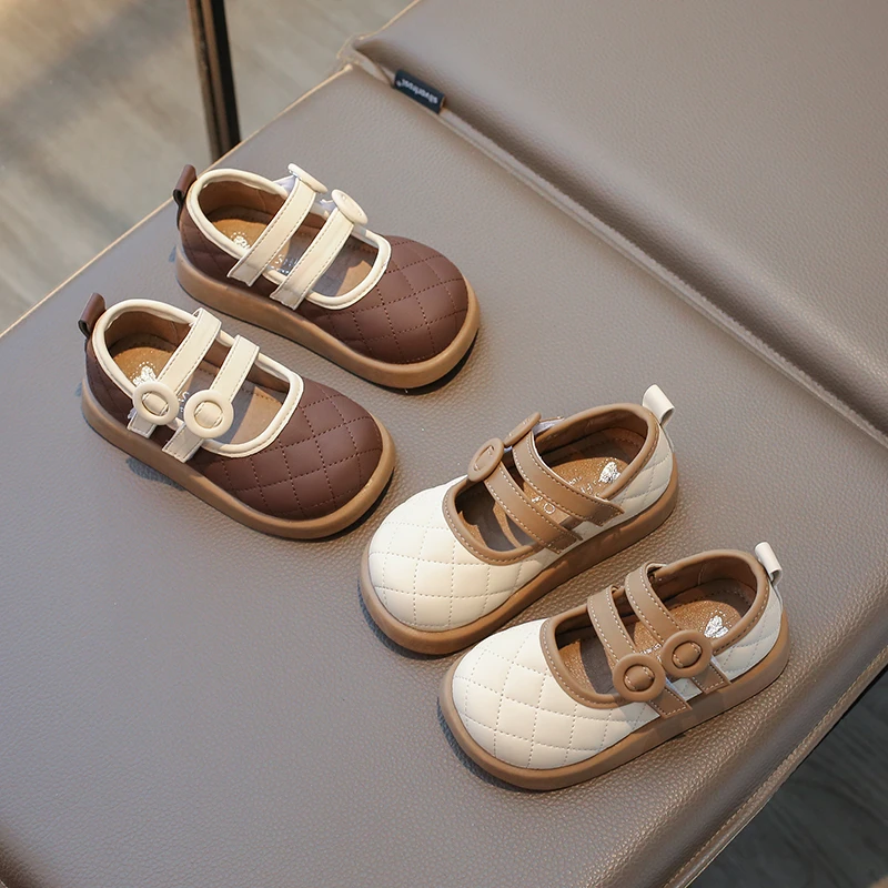 「伊琳妈专属」儿童小皮鞋秋季菱形格软底童鞋小香风女童公主鞋单鞋