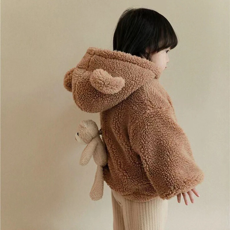 【粉丝福利】女童冬装新款中小童羊羔绒加厚外套儿童洋气保暖连帽