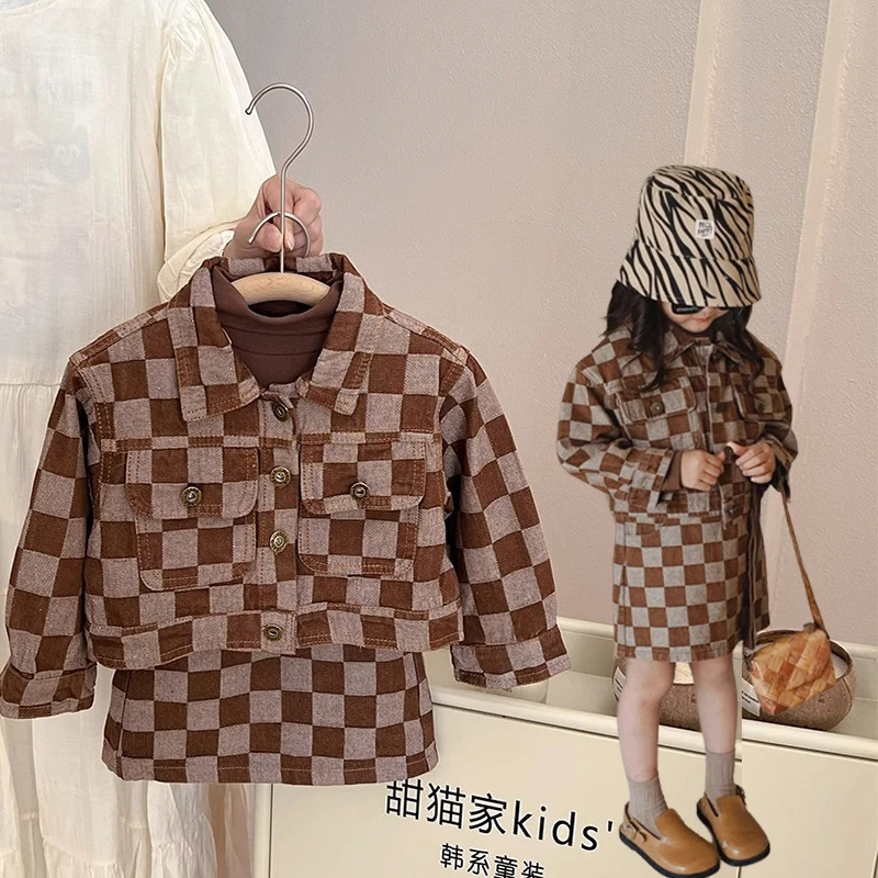 女童秋装套装2023新款牛仔外套半身裙宝宝洋气春秋时髦儿童两件套