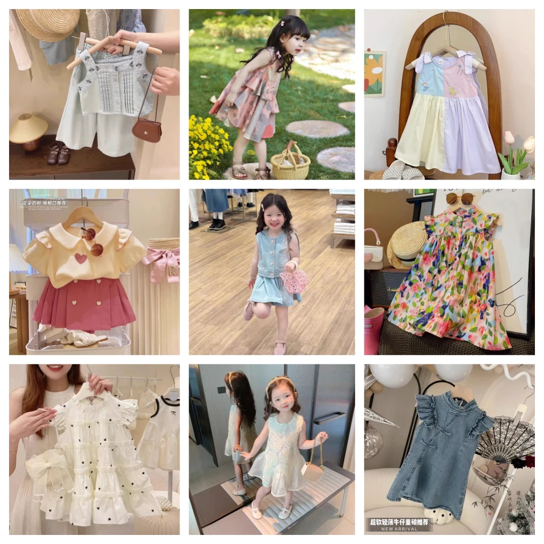 【编码801-855】女童夏季装新品薄款洋气裙子儿童夏季套装连衣裙