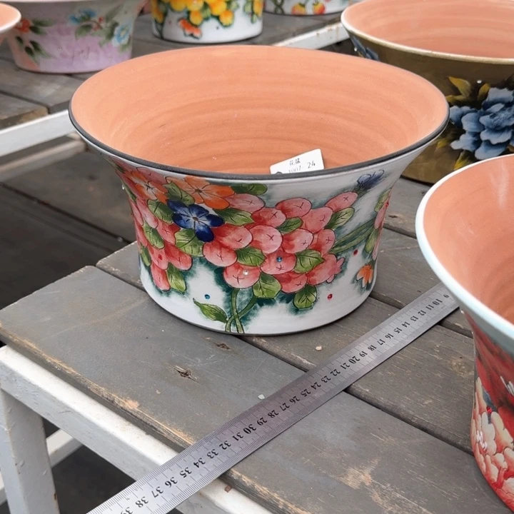 从前慢花园手绘花盆1007-24