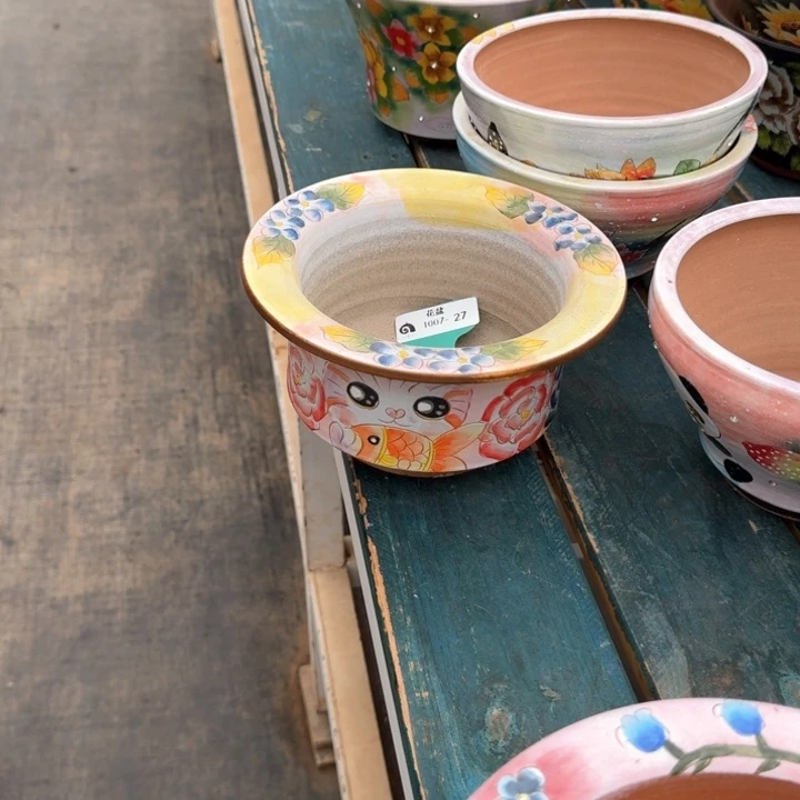 从前慢花园手绘花盆1007-27