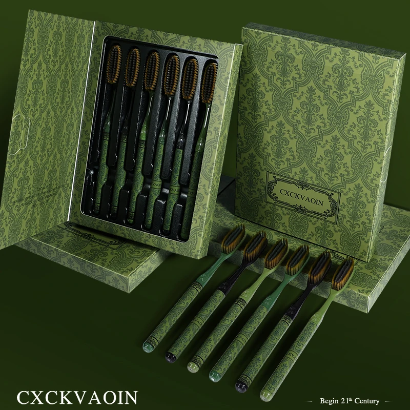 CXCKVAOIN高效大头清洁中软毛牙刷成人细丝高颜值家用长礼盒头刷