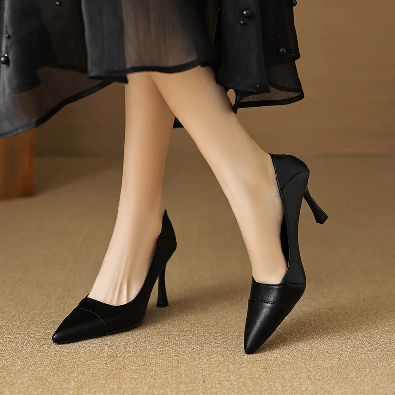 2024年新款春秋款气质高跟鞋黑色高跟简约高级感百搭细跟单鞋女
