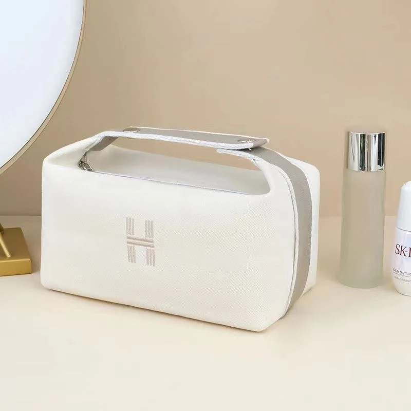 ins风洗漱包简约帆布手提化妆包小众便携高颜值女士旅行收纳包