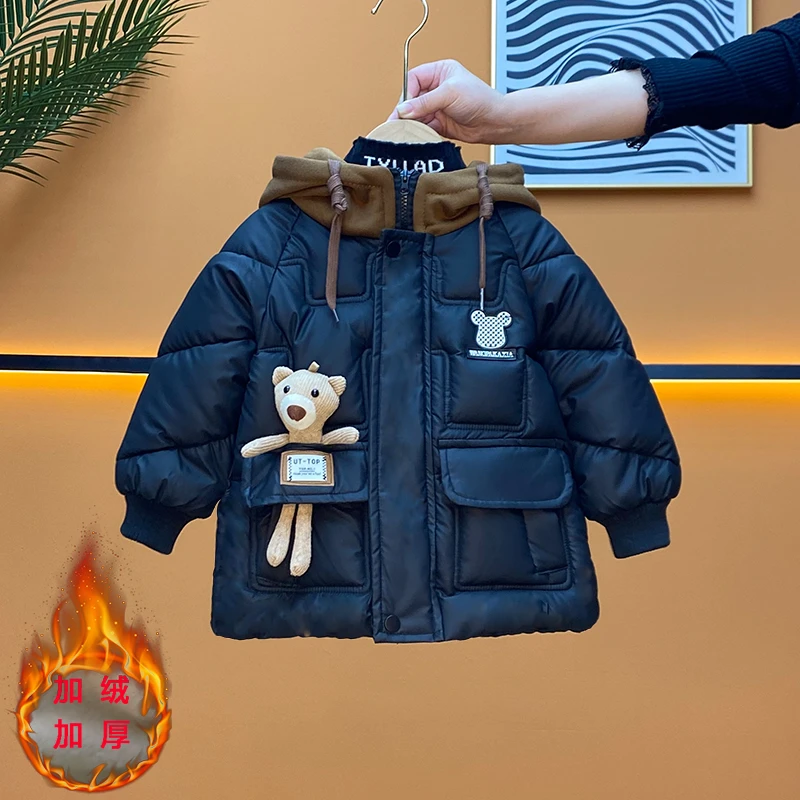 儿童冬装小孩冬天加绒棉衣男童保暖加厚连帽棉服冬季洋气加棉棉袄
