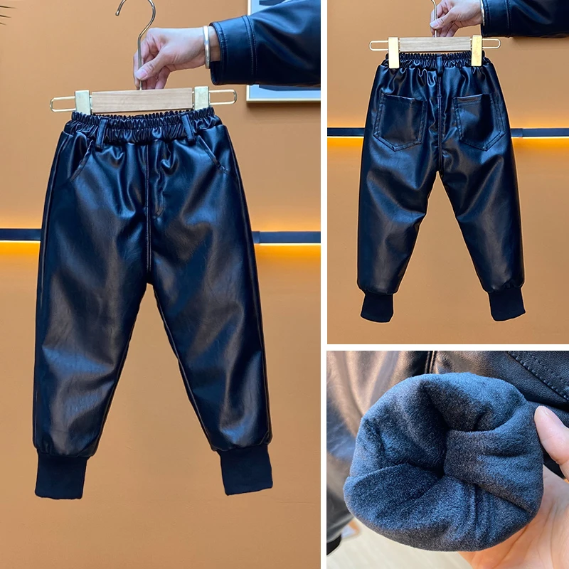 儿童冬装棉裤男童加绒加厚保暖宝宝绒裤子小孩外穿冬款百搭皮裤潮