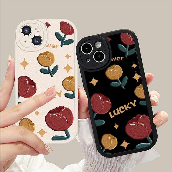 苹果/华为/vivo/oppo/小米 油画彩绘郁金香秋夏新款闺蜜防摔软壳1