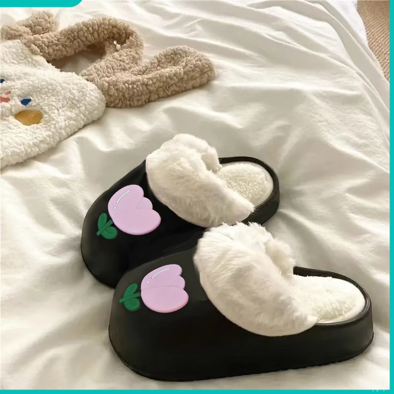 可拆卸防水棉拖鞋女网红外穿冬季潮防滑保暖室内居家包跟厚底棉鞋