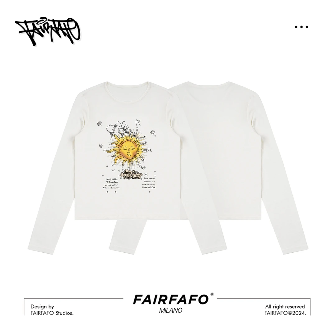 林肉肉【太阳印花长袖T恤】羊.毛CXAL4A081