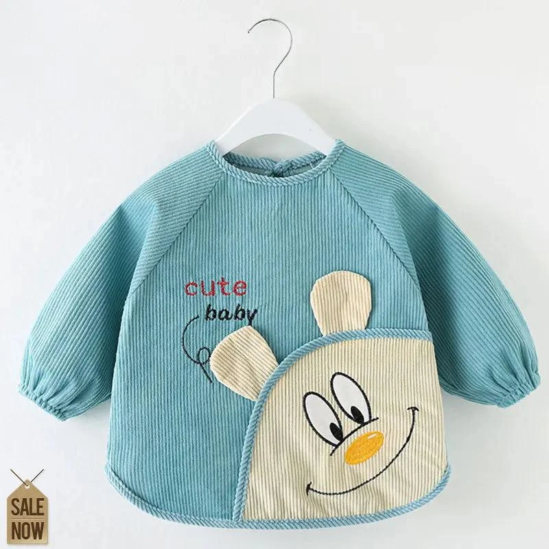 罩衣儿童防水防脏宝宝倒褂衣秋冬款长袖婴儿吃饭围兜男女孩反穿衣