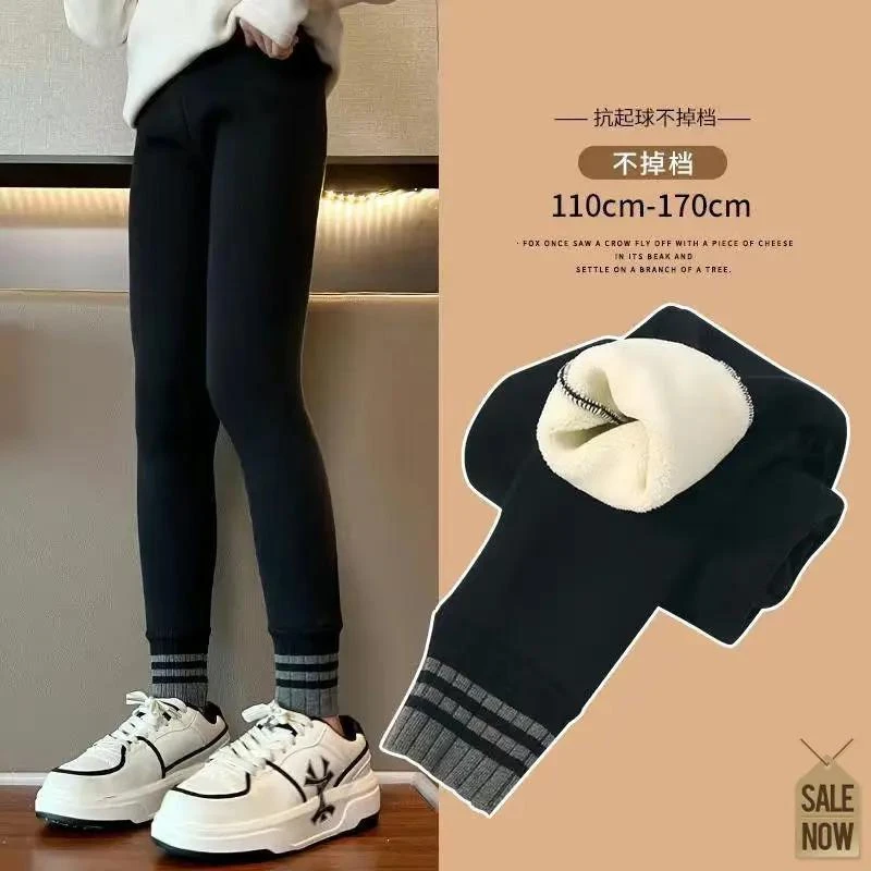 女童加绒裤子洋气加厚儿童一体外穿女宝宝保暖神器中大童