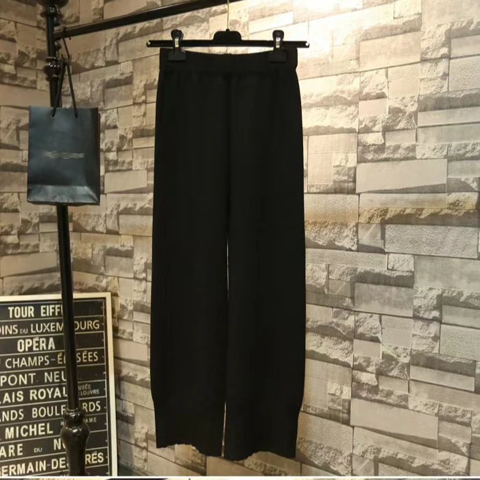 冰糖露露子2024秋冬新款加厚针织宽松直筒灯笼裤时尚百搭休闲女