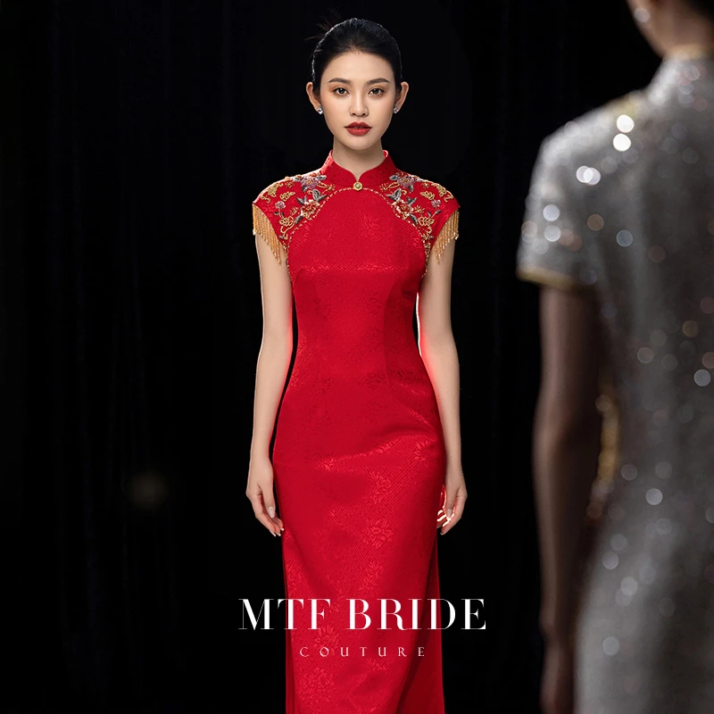 满庭芳【锦歌】红色结婚旗袍新娘订婚宴礼服高级感敬酒服女